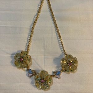 Vintage Statement Bettsey Johnson Necklace Flowers And Rhinestones